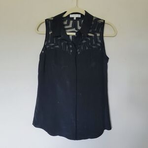 Milly Mesh Silk Button Down Tank